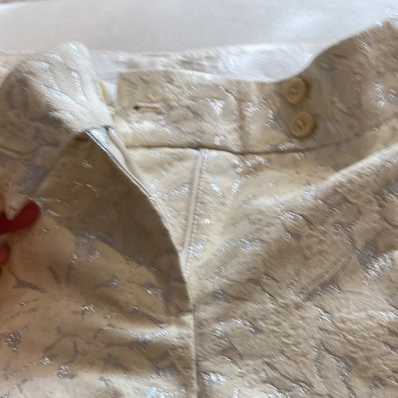 J. Crew ivory and silver metallic pants - Picture 3 of 6